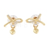 Brass Micro Pave Clear Cubic Zirconia Studs Earring for Women EJEW-S225-18G-1