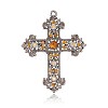 Antique Silver Plated Alloy Rhinestone Cross Big Pendants RB-J205-17AS-1