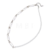 Iron Safety Pins and Acrylic Imitation Pearl Round Beaded Necklaces NJEW-JN05613-4