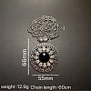 European style Alloy Crystal Rhinestone & Black Resin Flower Pendant Ball Chain Necklaces for Women PH9473-2
