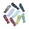 Mermaid Painted Glass Beads GLAA-T025-68M-1