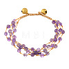 Natural Amethyst Round Braided Bead Multi-strand Bracelets for Women WG0F13C-01-2