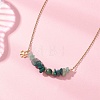 Natural Green Aventurine & Malachite & West African Jade Chip and Round Beaded Pendant 304 Stainless Steel Cable Chain Necklaces for Women NJEW-JN05741-01-1