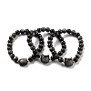 Round & Cat Head Natural Obsidian Beaded Stretch Bracelets for Women BJEW-K251-03F-1