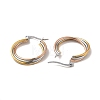 Tricolor 304 Stainless Steel Overlapping Triple Circle Hoop Earrings for Women EJEW-F290-01M-2
