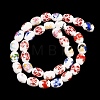 Floral Printed Porcelain Beads Strands PORC-L005-A-M-4