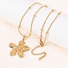 304 Stainless Steel Textured Flower Pendant Necklaces for Women NJEW-C117-01A-G-3
