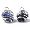 Iron Wrap-around Spiral Bead Cage Pendants IFIN-R239-06P-2