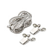 Brass Micro Pave Clear Cubic Zirconia Box Clasps X-KK-E084-28P-2