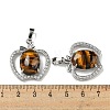 Natural Tiger Eye with Clear Cubic Zirconia Pendants G-G133-03P-26-3