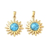 304 Stainless Steel with Synthetic Turquoise Pendants STAS-L309-21E-G-1