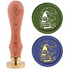 Brass Wax Seal Stamp with Handle AJEW-WH0184-0225-1
