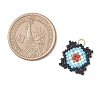 Handmade Glass Seed Beaded  Window Lattice Pattern Shape Pendants PALLOY-MZ00929-3