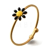 Daisy 304 Stainless Steel Enamel Open Cuff Rings for Women RJEW-M061-01G-01-2