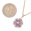 Natural Mixed Gemstone Cluster Flower Pendant 304 Stainless Steel Cable Chain Necklaces with Glass Seed Baeds NJEW-MZ00142-4