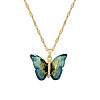Brass Crystal Rhinestone Resin Glitter Butterfly Pendant 304 Stainless Steel Dapped Chain Necklaces for Women WG45291-01-2