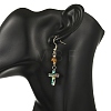 Cross Natural Amber & Abalone Shell/Paua Shell Dangle Earrings EJEW-JE07359-2