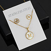 304 Stainless Steel with Natural Shell Pendant Necklaces & Stud Earrings Sets FS-WG5FD70-13-1