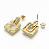 Brass Micro Pave Clear Cubic Zirconia Dangle Stud Earrings EJEW-S208-123-NF-3