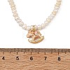 Brass Enamel Pink Rocking Horse Pendant Natural Cultured Freshwater Pearl Beaded Necklaces for Women NJEW-JN06163-4