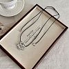 Alloy Resin Flower Pendant Black Waxed Cord Adjustable Long Necklaces for Women WG1FF70-01-1