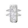 Cubic Zirconia Rectangle Open Cuff Ring RJEW-N037-015-01P-1