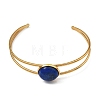 304 Stainless Steel & Natural Gemstone Cuff Bracelets for Women BJEW-JB14123-02-3