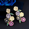Brass Cubic Zirconia Stud Earrings FS-WGD1E91-01-1