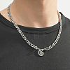 304 Stainless Steel Initial Pendant Cuban Link Chain Necklaces FS-WGB15F2-06-1