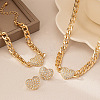 Heart Alloy Crystal Rhinestone Chain Necklaces & Stud Earrings & Link Bracelets Sets FS-WGBF8A8-01-3