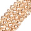 Electroplate Transparent Glass Beads Strands GLAA-H040-01E-1