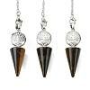 Natural Tiger Eye Cone Dowsing Pendulum Big Pendants G-C114-02P-18-1