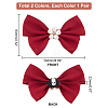   2 Pairs 2 Colors Cloth Bowknot Bridal Shoe Decoration with Plastic Imitation Pearl AJEW-PH0018-04-2