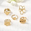 5Pcs 304 Stainless Steel Open Cuff Rings for Women RJEW-K313-11G-1