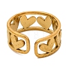 304 Stainless Steel Open Cuff Ring with Rhinestone for Women RJEW-Q822-37G-01-3