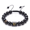 Natural Black Agate & Tiger Eye Round Beaded Adjustable Bracelets HL8029-21-1