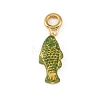 Brass Resin & Enamel European Dangle Charms KK-CBA217A-07G-2