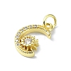 Moon Theme Brass Micro Pave Clear Cubic Zirconia Charms KK-H475-57G-02-2