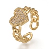 Brass Micro Pave Clear Cubic Zirconia Cuff Rings RJEW-Z003-06G-2