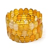 Natural Yellow Agate Oval Beaded Stretch Bracelet G-E010-01-32-1