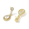 Teardrop Brass Pave Clear Cubic Zirconia Dangle Earrings with Glass for Women EJEW-L285-007G-2