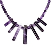 Natural Amethyst Round Beaded Fan Bib Necklaces NJEW-N064-04F-3