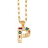Brass Pave Colorful Cubic Zirconia Initial Pendant Necklaces FS-WG26597-16-1
