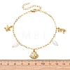 Ocean 304 Stainless Steel and Imitation Pearl Charm Anklets for Women SA-CBA3D94-04D-G-5