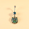 316L Surgical Stainless Steel Pave Cubic Zirconia Enamel Dangle Curved Barbell Belly Rings FS-WGB5546-15-1