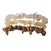 3Pcs Natural Citrine & Natural Tiger Eye & Natural Gold Rutilated Quartz Chip Beaded Stretch Bracelet Sets BJEW-JB10863-1