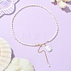 Adjustable Baroque Natural Keshi Pearl Pendant Natural Pearl Rice Beaded Lariat Necklaces for Women NJEW-JN06343-02-1