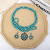 Flower Synthetic Turquoise with Alloy Pendant Necklaces & Stud Dangle Earrings Sets WG550B3-01-4