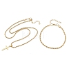Alloy Cross Pendant Necklaces & Chain Bracelets Sets for Women SJEW-A002-01G-4