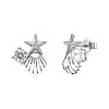 Star 925 Sterling Silver Micro Pave Cubic Zirconia with Shell Pearl Stud Earrings for Woman EJEW-Q384-01P-1